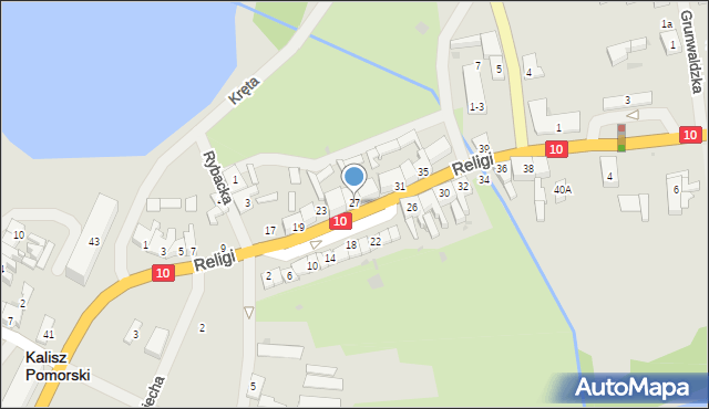 Kalisz Pomorski, Religi Zbigniewa, prof., 27, mapa Kalisz Pomorski