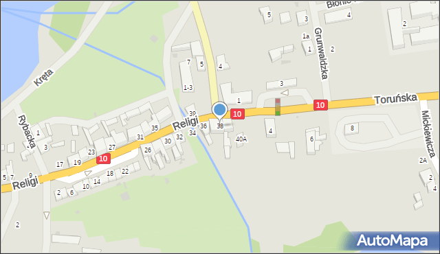 Kalisz Pomorski, Religi Zbigniewa, prof., 38, mapa Kalisz Pomorski