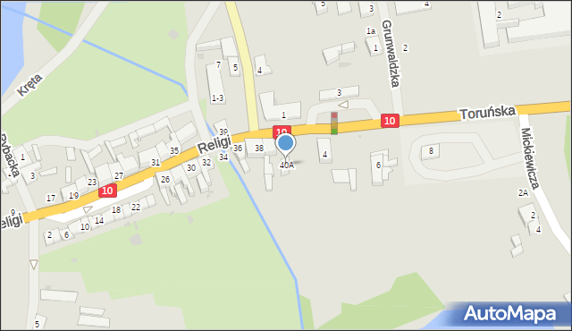 Kalisz Pomorski, Religi Zbigniewa, prof., 40A, mapa Kalisz Pomorski