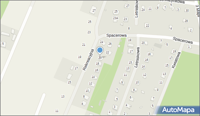 Kazimierz, Rekreacyjna, 20, mapa Kazimierz