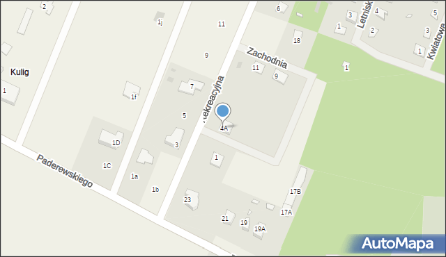 Kazimierz, Rekreacyjna, 4A, mapa Kazimierz