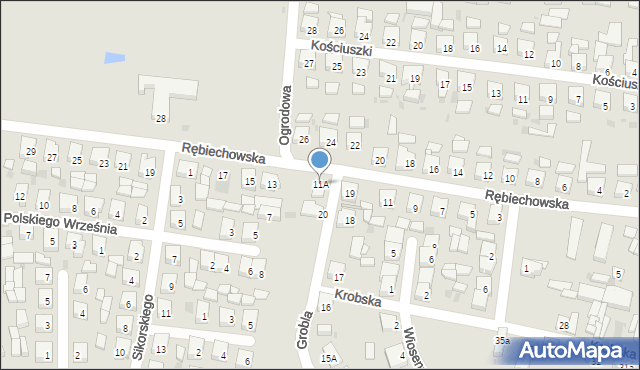 Kobylin, Rębiechowska, 11A, mapa Kobylin