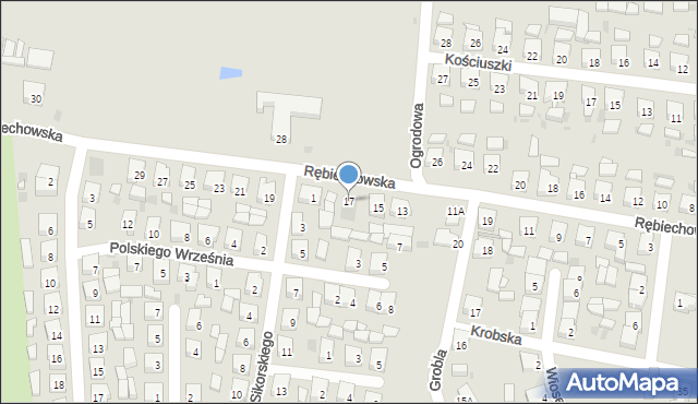 Kobylin, Rębiechowska, 17, mapa Kobylin