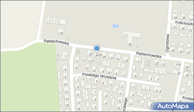 Kobylin, Rębiechowska, 27, mapa Kobylin