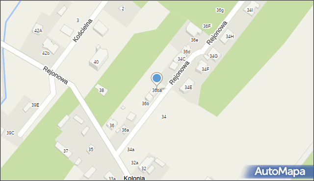 Kolonia Mrokowska, Rejonowa, 36ba, mapa Kolonia Mrokowska