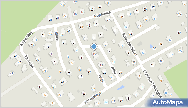 Kościerzyna, Reja Mikołaja, 15, mapa Kościerzyna