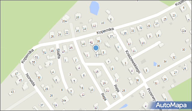 Kościerzyna, Reja Mikołaja, 3, mapa Kościerzyna