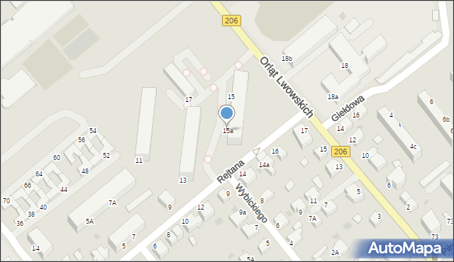 Koszalin, Rejtana Tadeusza, 15a, mapa Koszalina