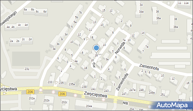 Koszalin, Reja Mikołaja, 14, mapa Koszalina