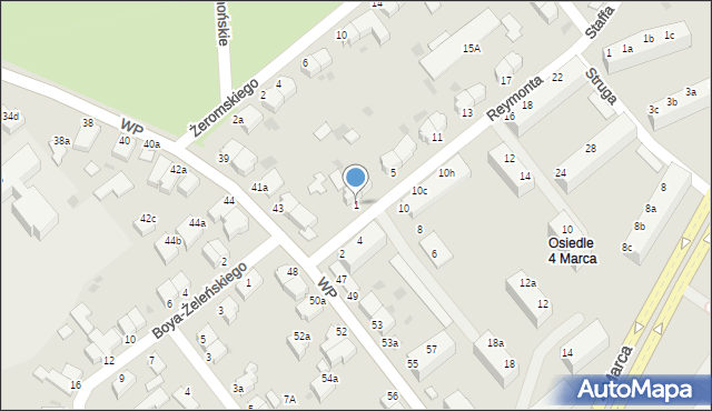 Koszalin, Reymonta Władysława, 1, mapa Koszalina