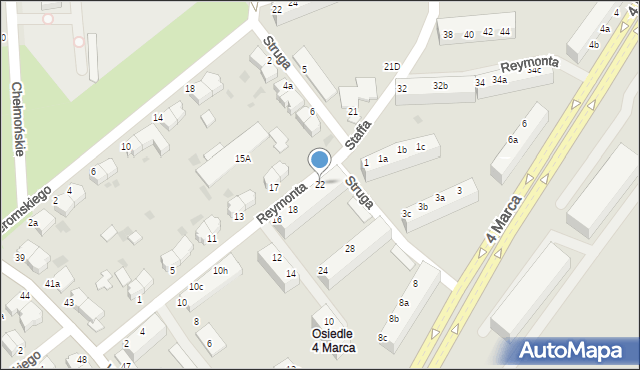 Koszalin, Reymonta Władysława, 22, mapa Koszalina