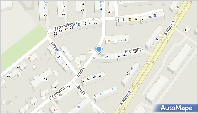 Koszalin, Reymonta Władysława, 32a, mapa Koszalina