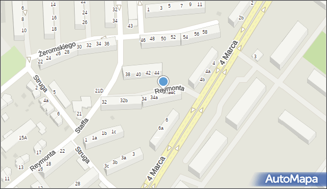 Koszalin, Reymonta Władysława, 34b, mapa Koszalina