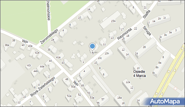 Koszalin, Reymonta Władysława, 5, mapa Koszalina