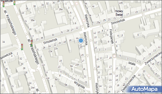Kraków, Retoryka, 13, mapa Krakowa