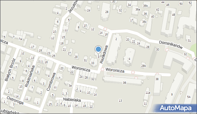 Kraków, Rezedowa, 1, mapa Krakowa