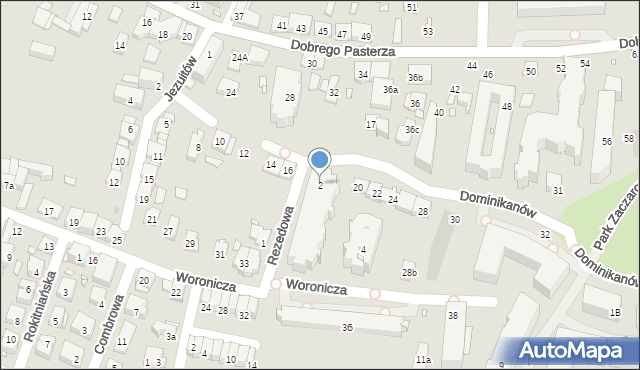 Kraków, Rezedowa, 2, mapa Krakowa