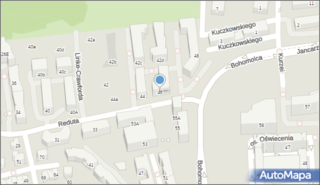 Kraków, Reduta, 46, mapa Krakowa