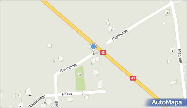 Krzepice, Reymonta Władysława, 38, mapa Krzepice