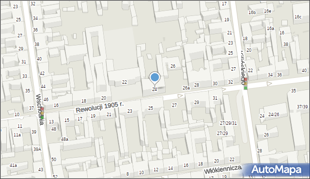 Łódź, Rewolucji 1905 r., 24, mapa Łodzi