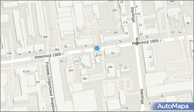 Łódź, Rewolucji 1905 r., 47, mapa Łodzi