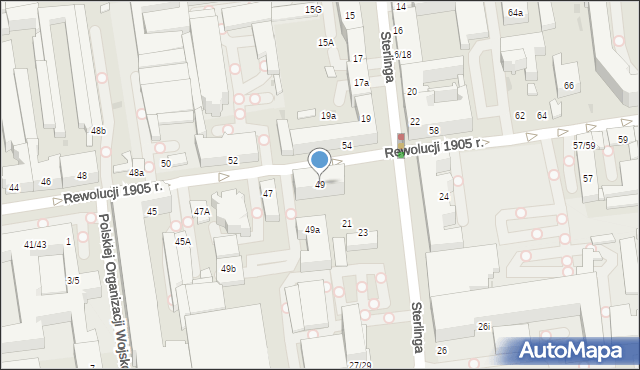 Łódź, Rewolucji 1905 r., 49, mapa Łodzi