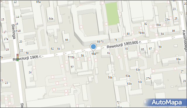 Łódź, Rewolucji 1905 r., 59a, mapa Łodzi