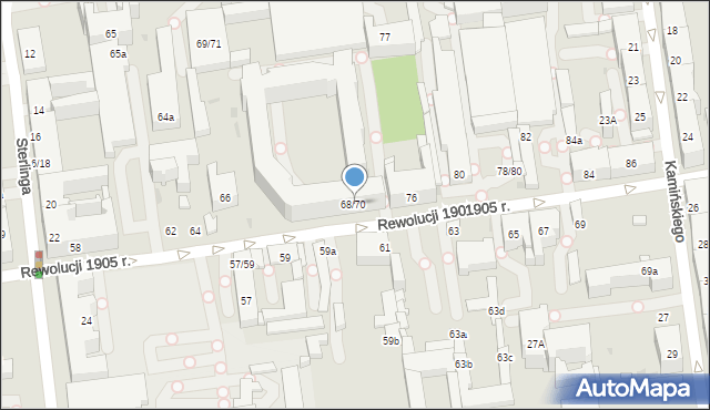 Łódź, Rewolucji 1905 r., 68/70, mapa Łodzi