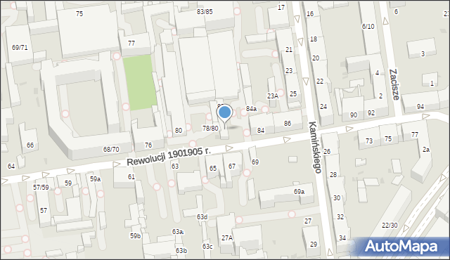 Łódź, Rewolucji 1905 r., 80a, mapa Łodzi