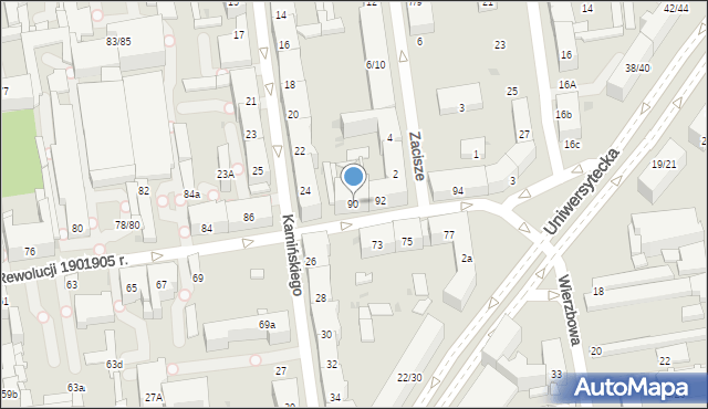 Łódź, Rewolucji 1905 r., 90, mapa Łodzi