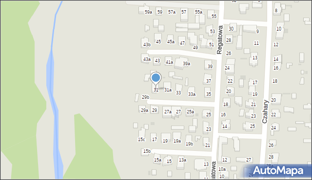 Łódź, Regatowa, 31, mapa Łodzi