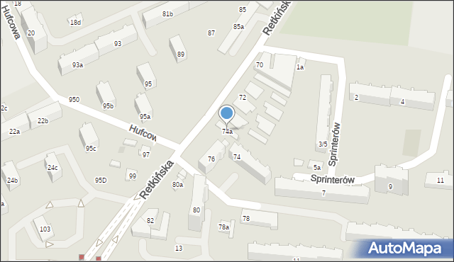Łódź, Retkińska, 74a, mapa Łodzi