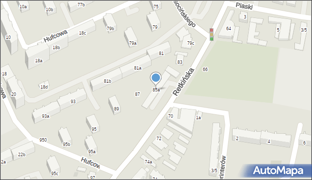 Łódź, Retkińska, 85a, mapa Łodzi