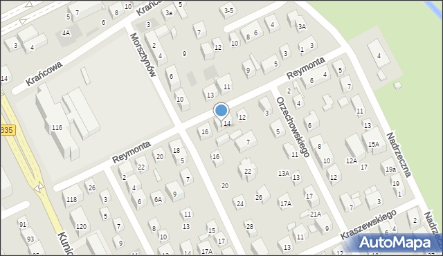 Lublin, Reymonta Władysława, 14A, mapa Lublina
