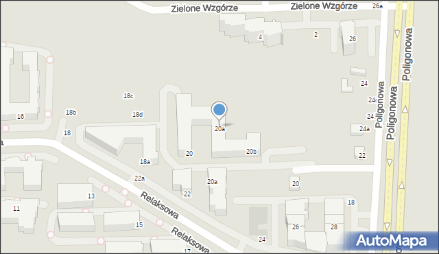 Lublin, Relaksowa, 20a, mapa Lublina