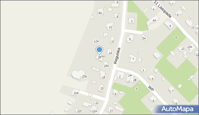 Michałowice, Regulska, 16, mapa Michałowice