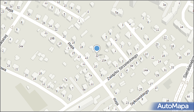 Mielec, Reja Mikołaja, 12, mapa Mielca