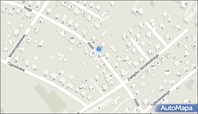 Mielec, Reja Mikołaja, 13, mapa Mielca