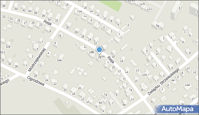 Mielec, Reja Mikołaja, 19, mapa Mielca