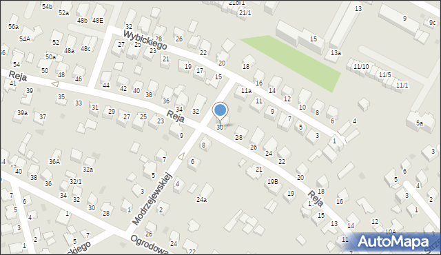 Mielec, Reja Mikołaja, 30, mapa Mielca