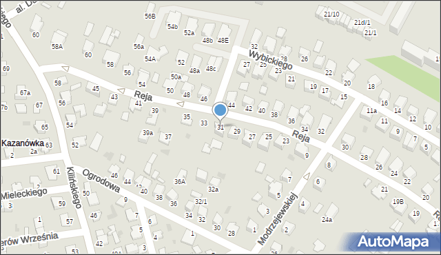 Mielec, Reja Mikołaja, 31, mapa Mielca