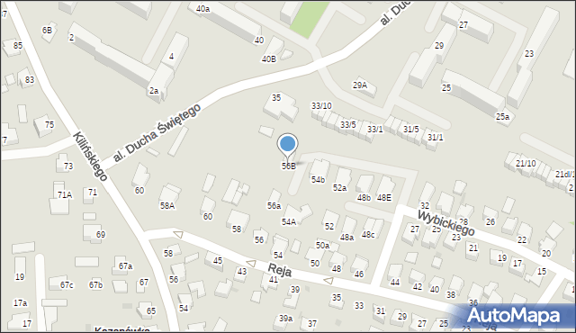 Mielec, Reja Mikołaja, 56B, mapa Mielca
