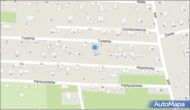 Milanówek, Reymonta Władysława, 14, mapa Milanówek