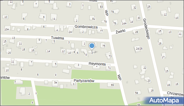 Milanówek, Reymonta Władysława, 2, mapa Milanówek
