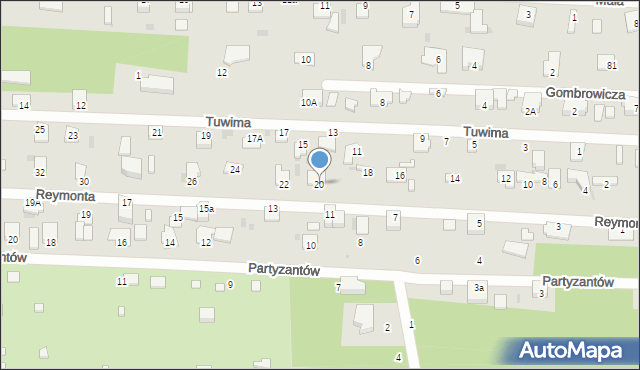 Milanówek, Reymonta Władysława, 20, mapa Milanówek