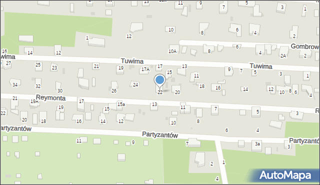 Milanówek, Reymonta Władysława, 22, mapa Milanówek