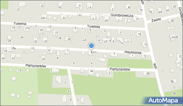 Milanówek, Reymonta Władysława, 5, mapa Milanówek