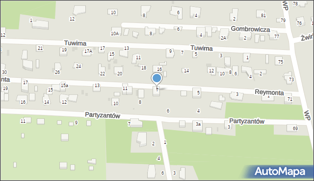 Milanówek, Reymonta Władysława, 7, mapa Milanówek