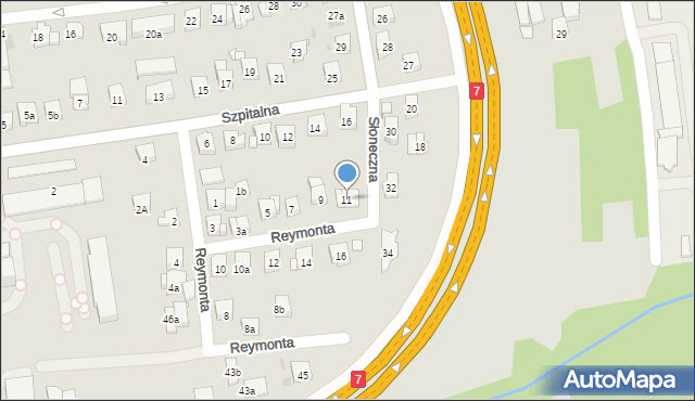 Myślenice, Reymonta Władysława, 11, mapa Myślenice