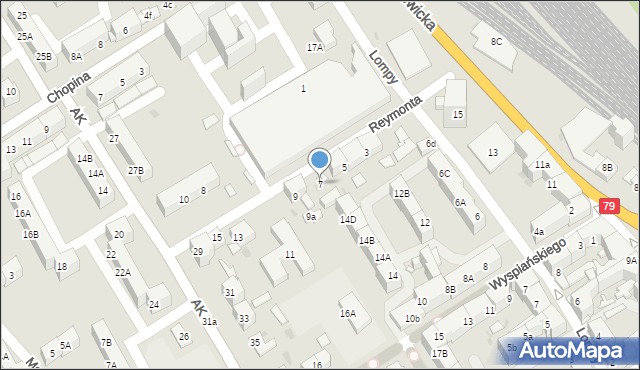 Mysłowice, Reymonta Władysława, 7, mapa Mysłowice